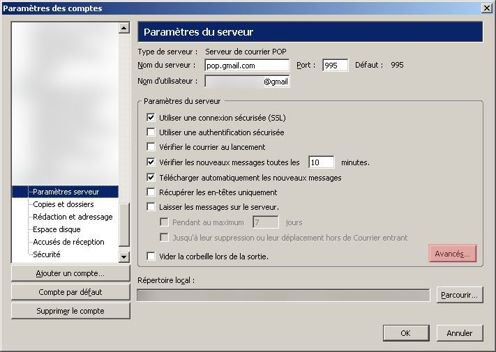 on change le smtp du compte